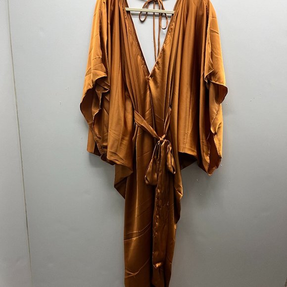 NWT Anthropologie Satin Tie Front Maxi Kaftan - Picture 6 of 8